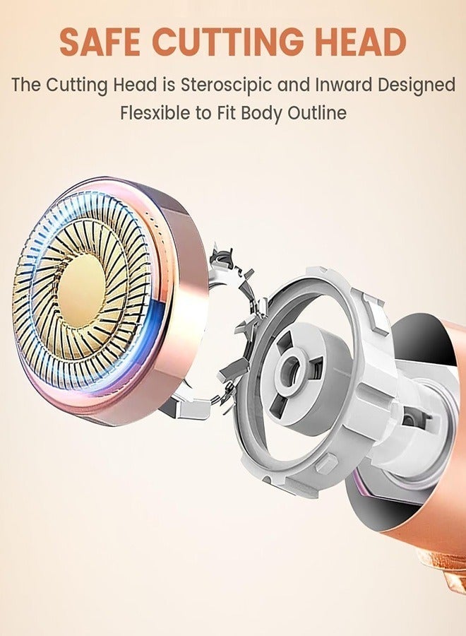 إزالة شعر الوجه للنساء: ماكينة حلاقة كهربائية للوجه مع رأسين بديلين وإضاءة LED - ماكينة حلاقة صغيرة قابلة لإعادة الشحن وغير مؤلمة للوجه والشفاه والشعر الخفيف، مناسبة للسفر - Image 4